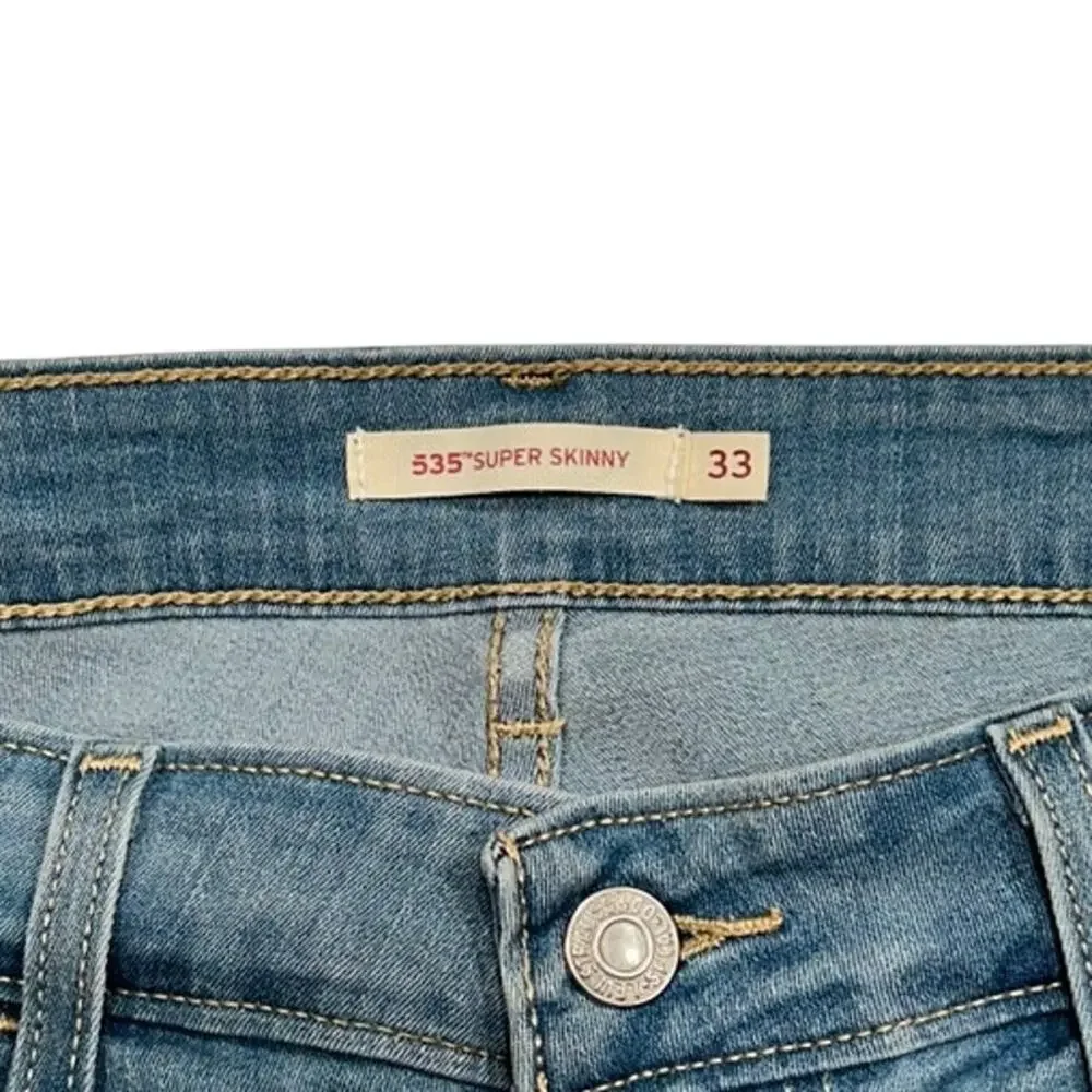 Levi’s 535 Super Skinny Jeans Women’s Size W33 L30 Light Wash Stretch Slim Fit - Picture 3 of 8
